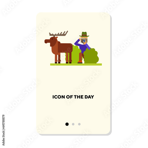 Leisure in park vector icon. Wild animals photographer isolated sign. Outdoor activity, weekend, summer concept. Vector illustration symbol elements for web design
