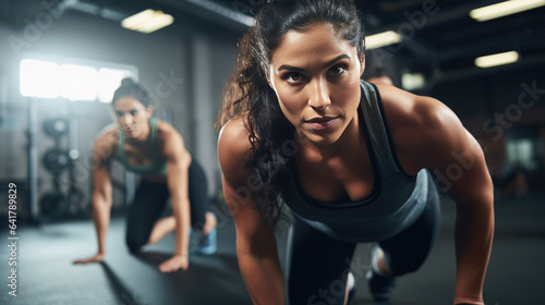 Portrait of a young athletic woman in a gym