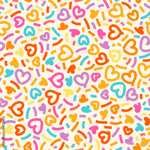 Vector heart seamless pattern illustration. Cute modern romantic hearts background print. Valentines day holiday backdrop texture, romantic wedding design.