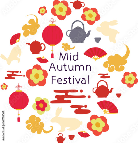 happy mid autumn festival vector. mid autumn traditional festival vector
