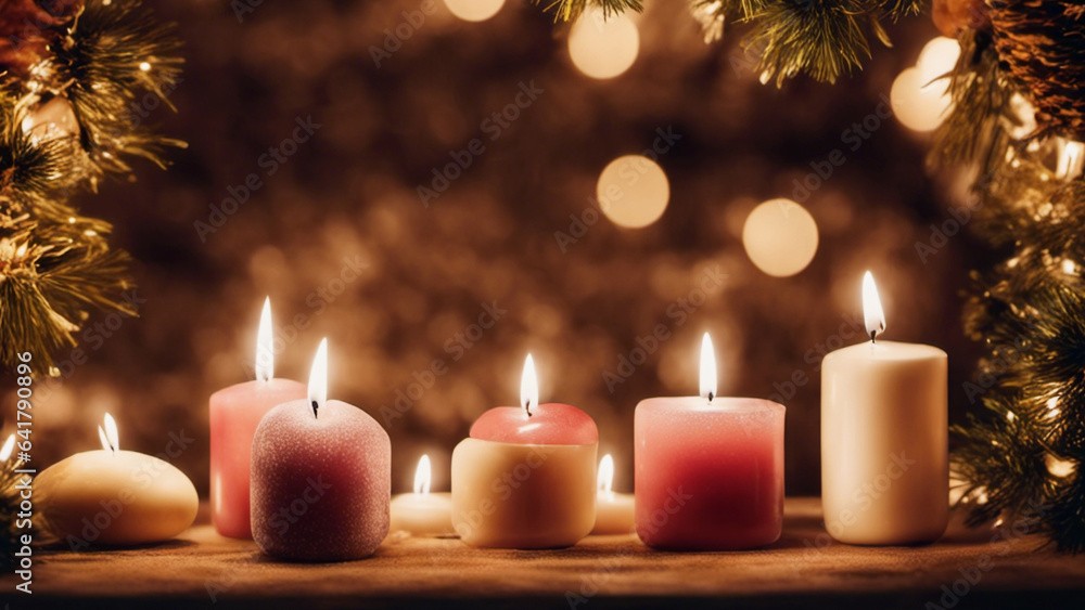 Sparkling Christmas candles, magical and relaxing atmosphere Sparkling Christmas candles, magical and relaxing atmosphere