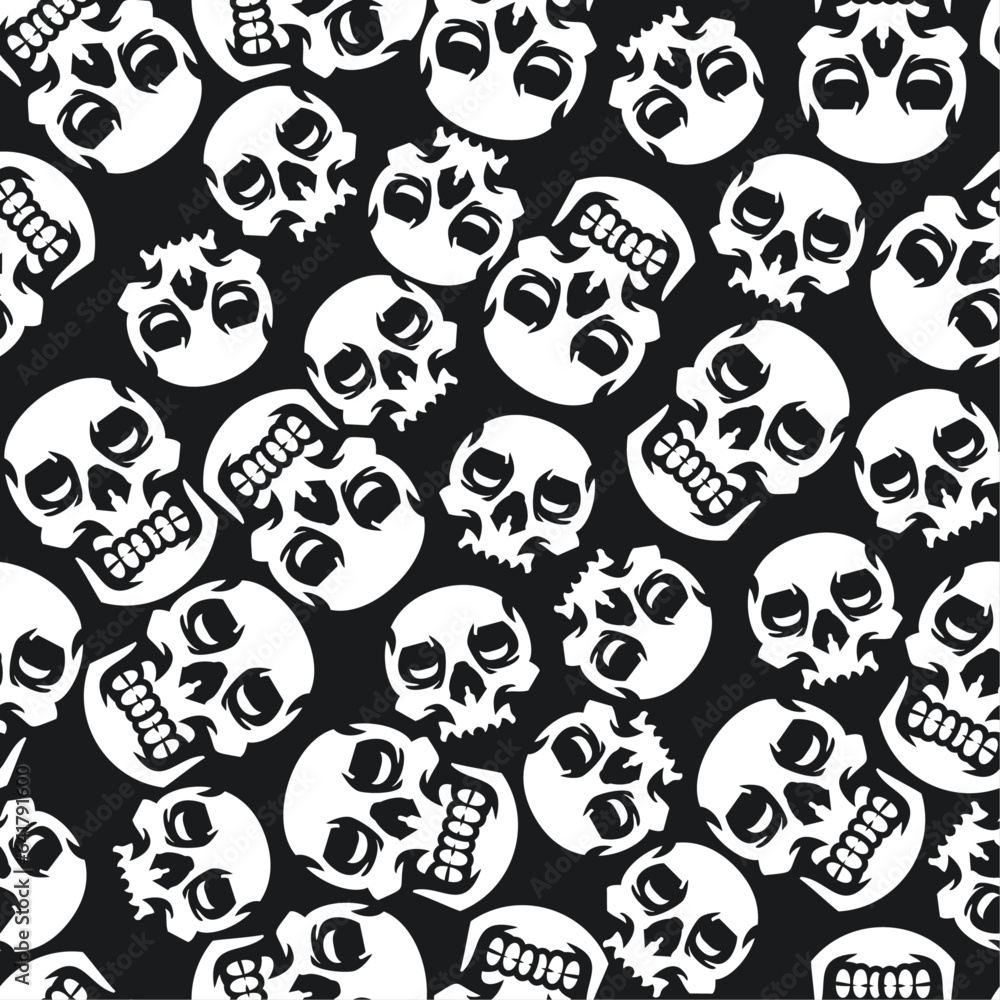 Fototapeta premium Skull Skeleton Seamless Pattern