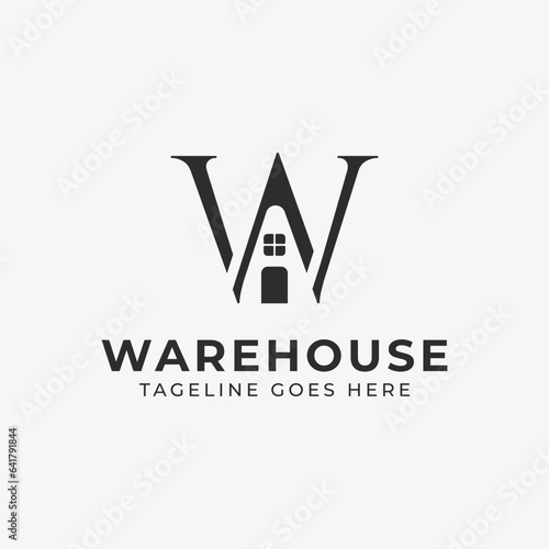 Warehouse icon logo vector design, warehouse logo with letter w concept simple illustration design.