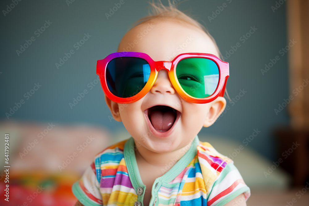 Generative AI portrait of adorable positive baby walking having fun enjoying summer time outside Generative AI portrait of adorable positive baby walking having fun enjoying summer time outside