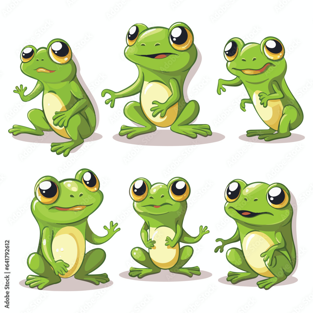 Vector illustration of a group of frogs sitting with different facial expressions Vector illustration of a group of frogs sitting with different facial expressions