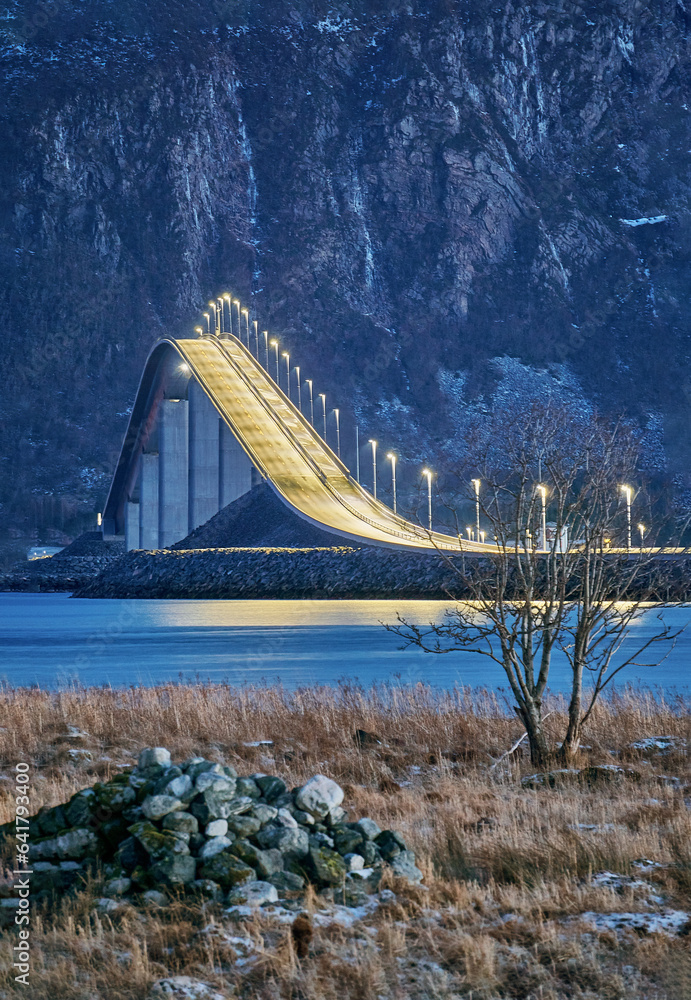 Fototapeta premium Lepsøya bridge, Ålesund, Norway.