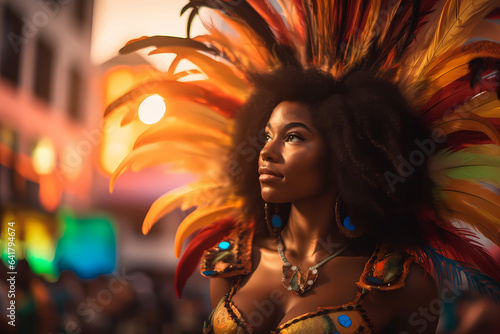 Beautiful black goddess of Rio de Janeiro carnival photo