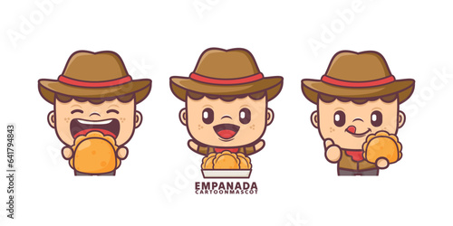 cartoon mascot with empanada. set cartoon vector with different expressions
