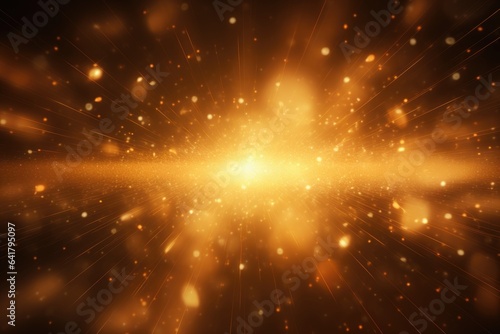 Abstract glowing golden light effect with sparkling rays