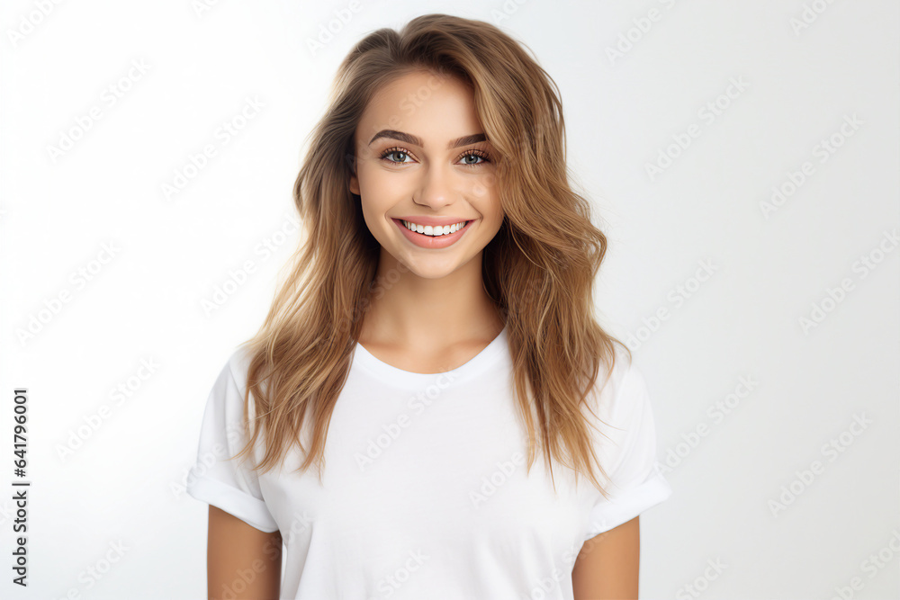Generative ai collage image picture of pretty lovely girl looking in camera feel joyful Generative ai collage image picture of pretty lovely girl looking in camera feel joyful