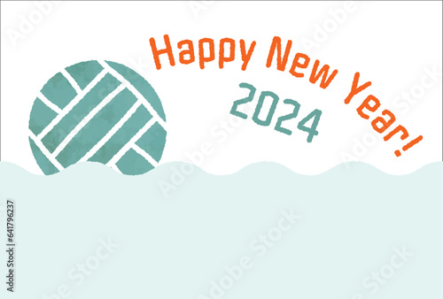 水球をモチーフとした年賀状　2024年