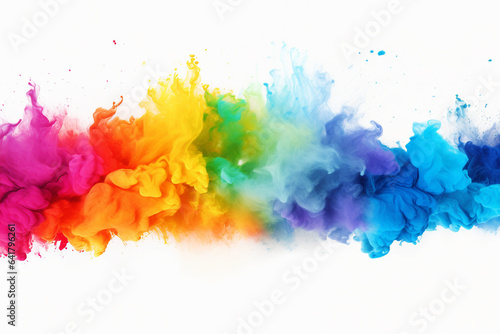 Multicolored abstract swirls powder color explosion background Ai generative illustration