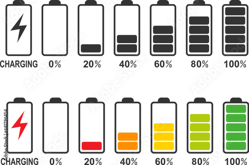 vector battery recharge symbols
