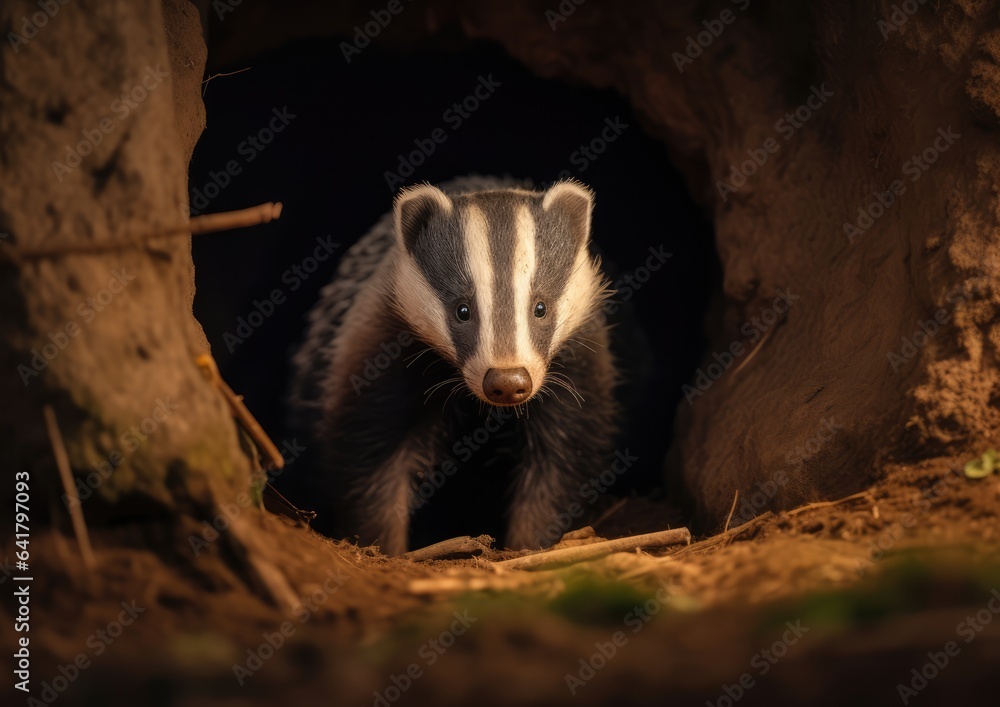 Fototapeta premium Badgers are short-legged omnivores in the family Mustelidae