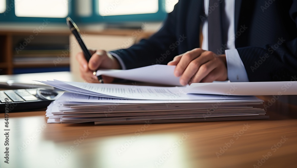 Businessman working with documents in office. Accounting concept Businessman working with documents in office. Accounting concept