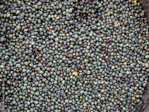 Close up of a bag of Terebinth beans for sale at the Gaziantep Bazaar, Turkey