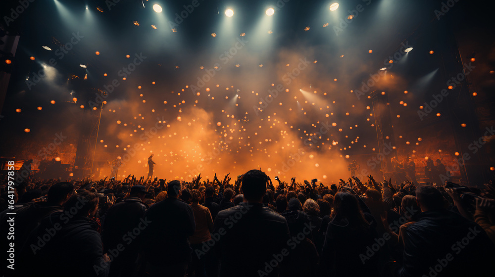 crowd of people dancing at concert. Generative AI