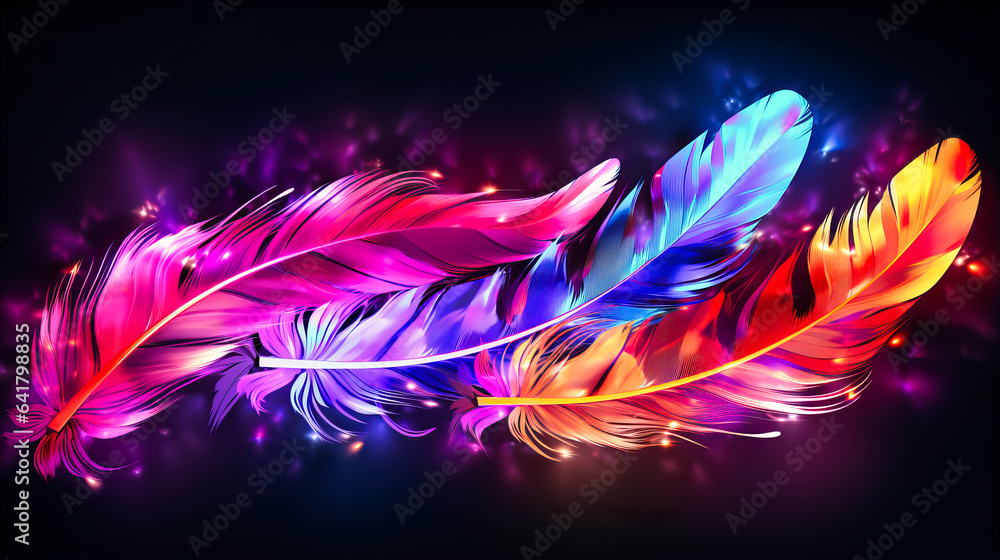 Digital neon feathers symbolizing light data