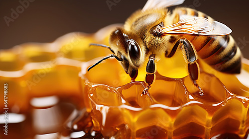 Exploring the World of Honey, Honeycomb, and Busy Honey Bees. Generative AI