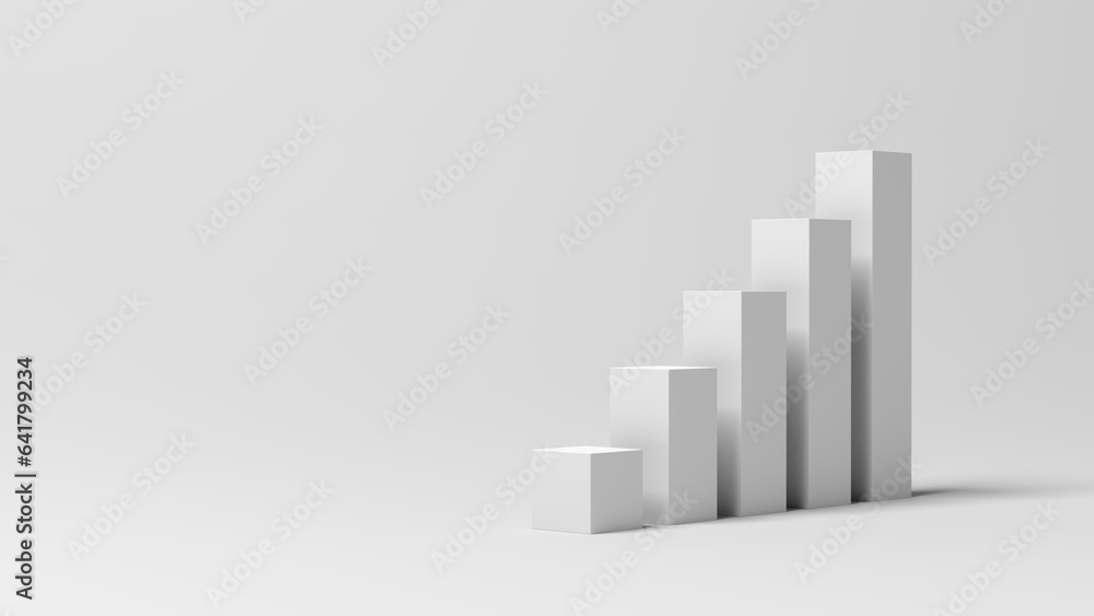 Bar chart. Increasing. Bar graph. Isolated. White color. 3d illustration. Bar chart. Increasing. Bar graph. Isolated. White color. 3d illustration.