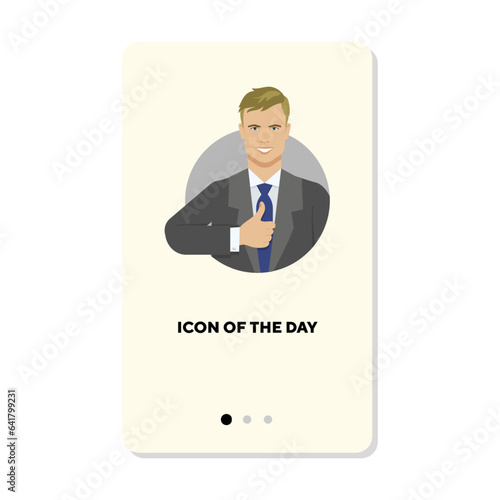 Handsome businessmen flat icon. Male, power, suit, corporate isolated. People and personality concept. Vector illustration symbol elements for web design