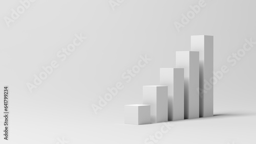 Bar chart. Increasing. Bar graph. Isolated. White color. 3d illustration.