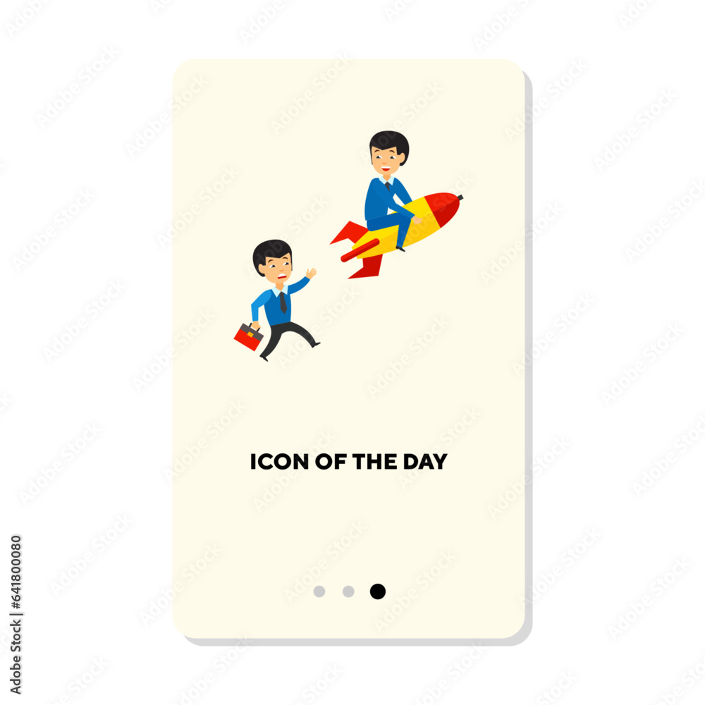 Man on rocket flat vector icon. Business analytics isolated sign. Startup concept. Vector illustration symbol elements for web design and apps Man on rocket flat vector icon. Business analytics isolated sign. Startup concept. Vector illustration symbol elements for web design and apps