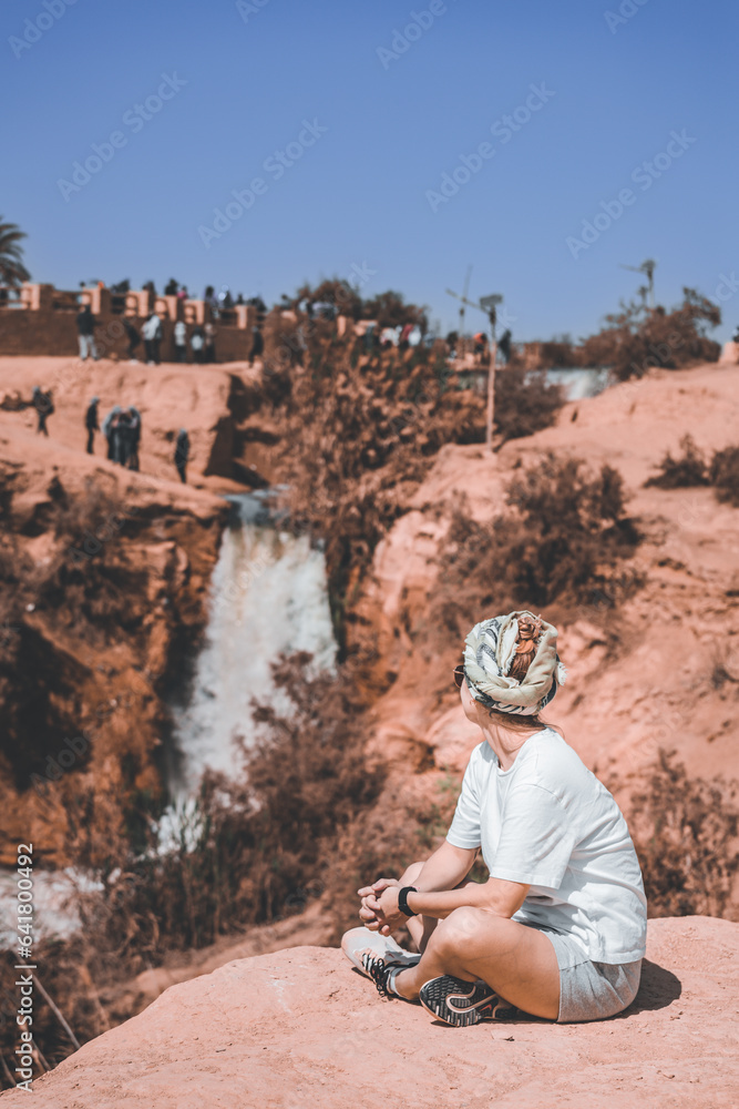 Woman in Fayoum Oasis, Waterfall, Egypt