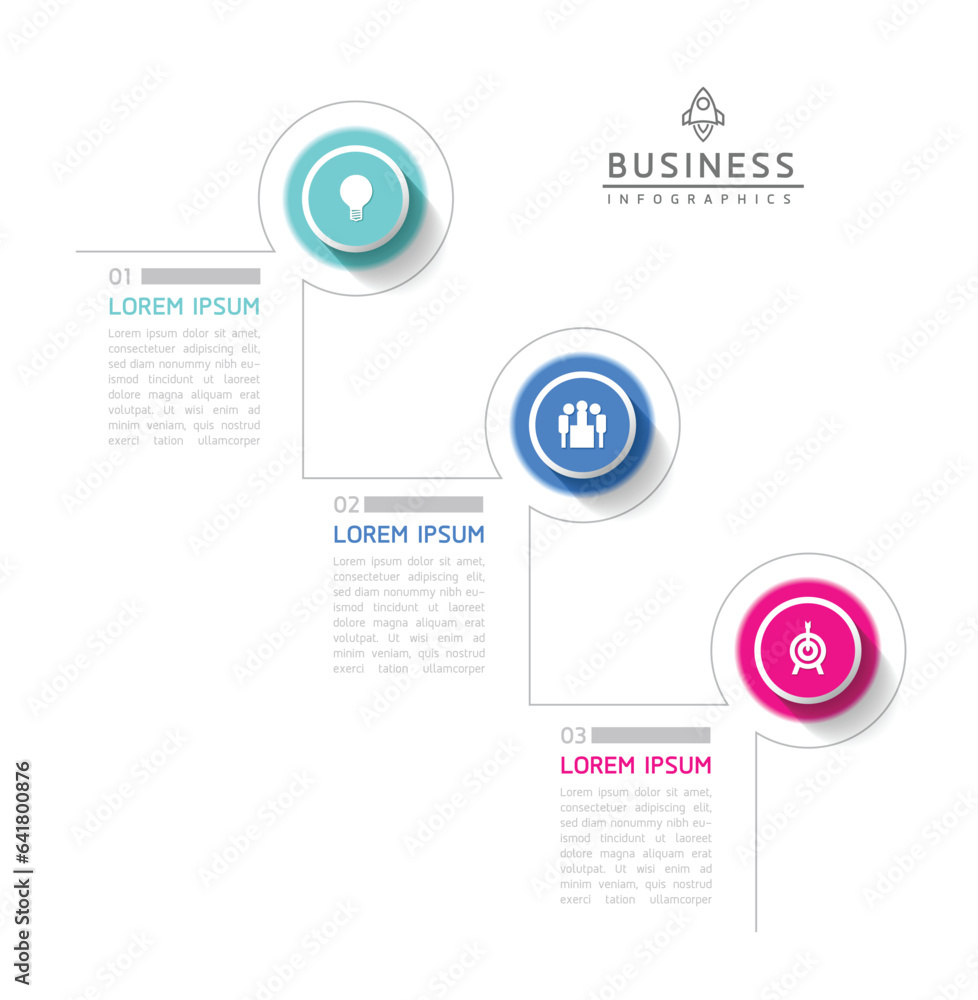 Fototapeta premium Vector infographic business presentation template connected with 3 options