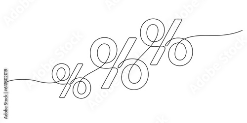 continuous line drawing of percent symbol triple minimalist
