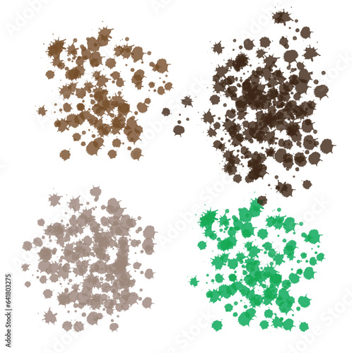 Color Spray Different Set Paint Blot Element Vector Object Brush Color paint splatter  ink blots vector collection. Splash and colored stain illustration