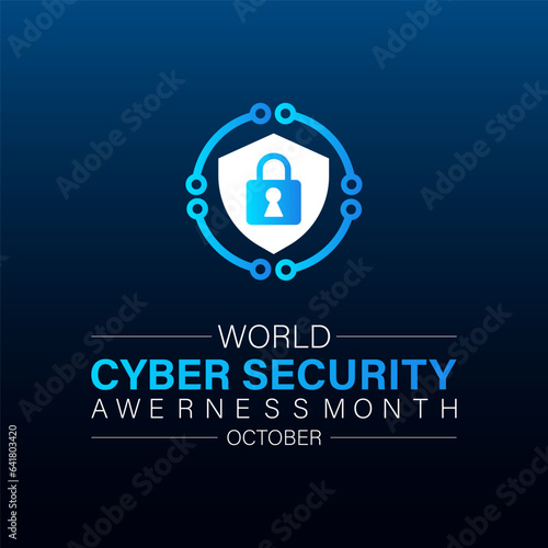 Vector illustration design concept of national cyber security awareness month observed on every october . Flat design. flyer design.flat illustration.