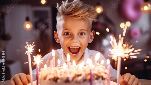 A little boy with joyful cr...