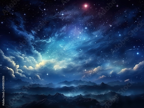 beautiful background of the night sky, Colorful landscape. Generative Ai