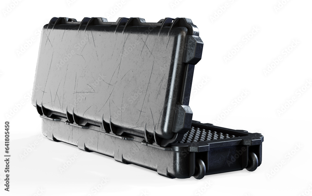 Handgun inside cardboard box, delivery concept. 3D rendering isolated on white background Handgun inside cardboard box, delivery concept. 3D rendering isolated on white background