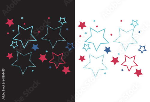 star icon vector illustration with 3 star variants. Outline, colored, and black and white, this icon can be used for decoration in designs, made for those of you who want to change various colors, 