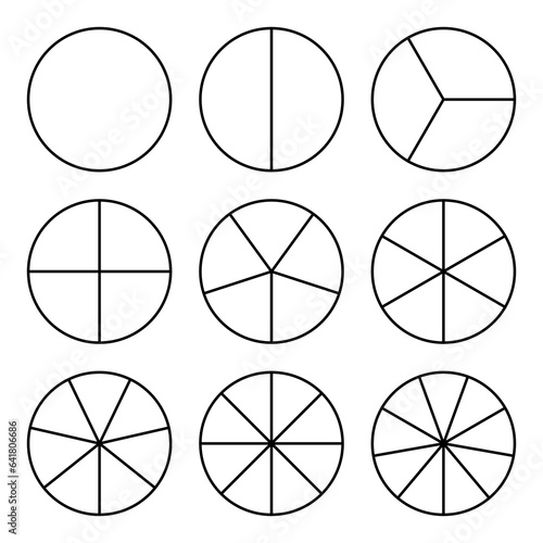 Set of circles devided in sectors isolated on white background