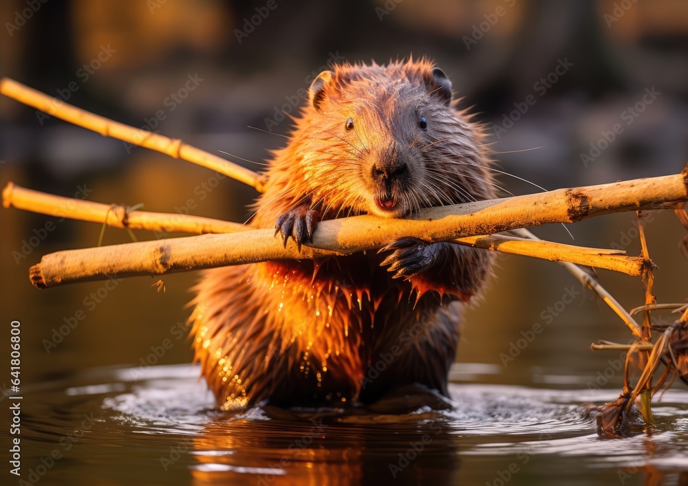 Beavers are the second-largest living rodents - obrazy, fototapety, plakaty 