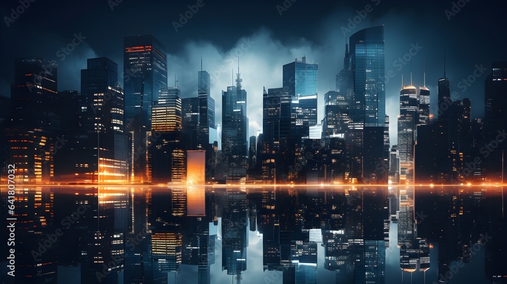 Urbanes Flair bei Nacht: Die leuchtende Skyline