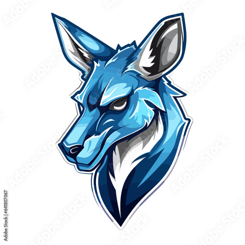 Esport vector logo kangaroo on white background side view, kangaroo icon, kangaroo head, kangaroo sticker