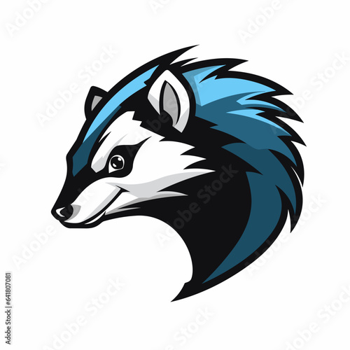 Esport vector logo skunk on white background side view, skunk icon, skunk head, skunk sticker