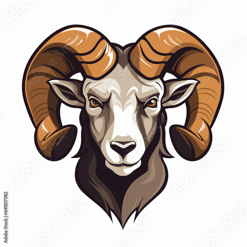Esport vector logo mouflon on white background side view, mouflon icon, mouflon head, mouflon sticker, ram