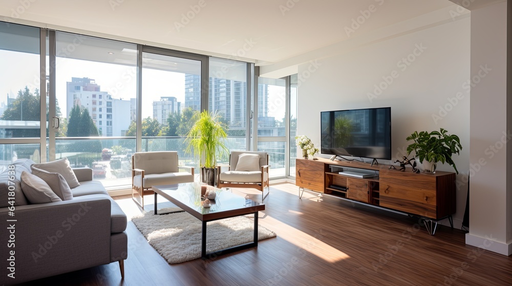 Fototapeta premium contemporary apartment home interior design background concept cosy comfort design earthtone material and color scheme detail finishing element house beautiful ideas background