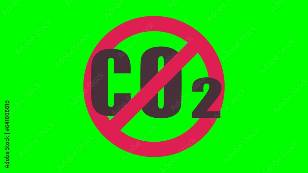Animation of appearance and disappearance of carbon dioxide ban on blue background, green background, transparency and white background in flat design style Animation of appearance and disappearance of carbon dioxide ban on blue background, green background, transparency and white background in flat design style