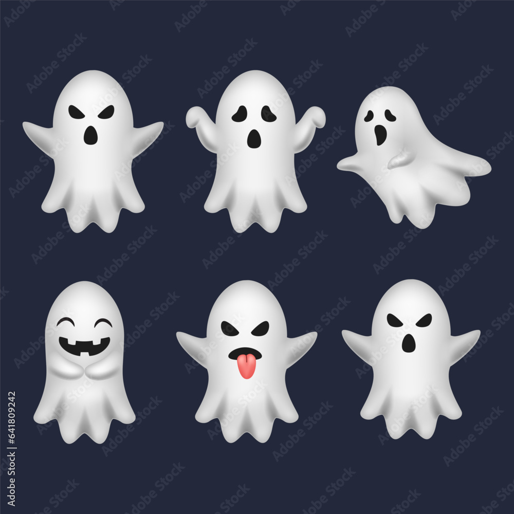 Set of cute halloween ghost illustration