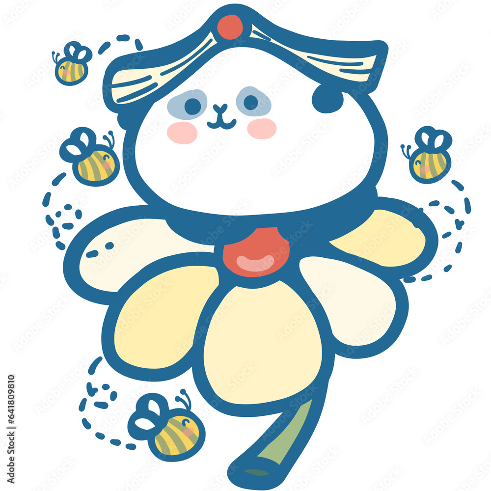 Panda on flower mizuiro Panda on flower mizuiro