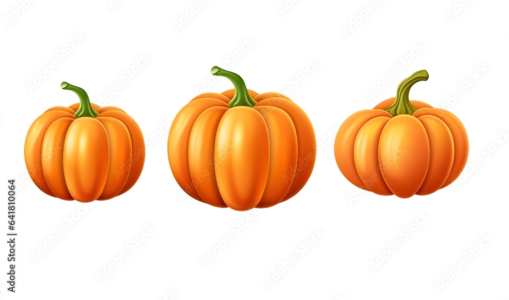 Fototapeta premium Set of cute halloween and thanksgiving pumkin icons isolated on white background