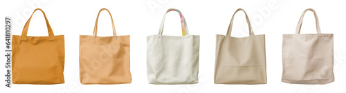 Cotton eco bags isolated on transparent background. Mockup