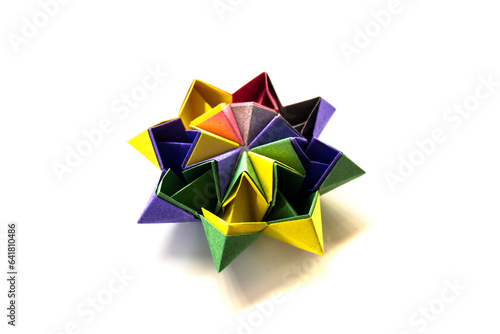 modular paper star on a white background. origami star. paper crafts