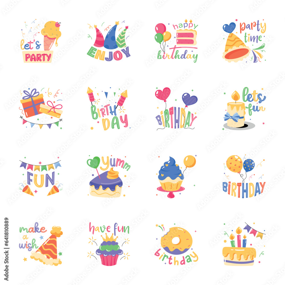 Pack of Birthday Fun Flat Stickers 

